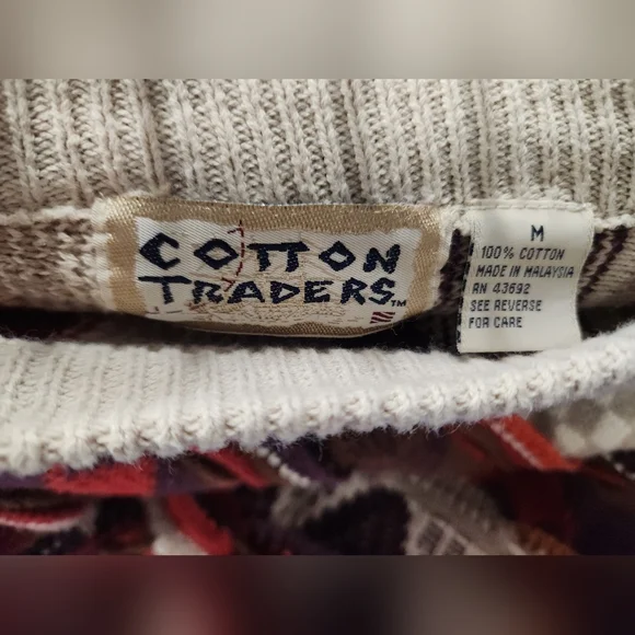 Vintage Cotton Traders Cosby 3D Knit Striped Multi Textured Sweater Men's Medium - Picture 4 of 4
